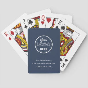 Professional Branding Minimalist Navy Blue Logo Playing Cards