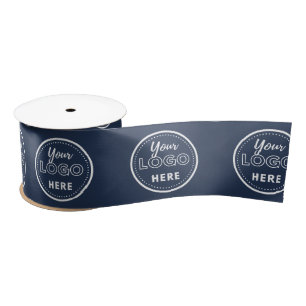 Professional Branding Minimalist Navy Blue Logo Satin Ribbon
