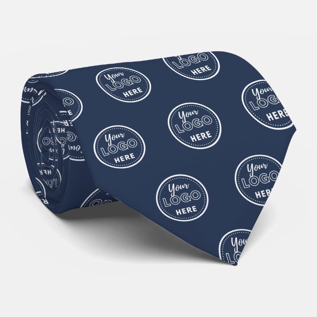 Professional Branding Minimalist Navy Blue Logo Tie (Rolled)