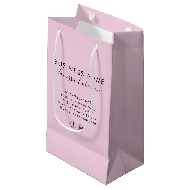 Professional Branding Minimalist Script Pink Small Gift Bag (Front Angled)