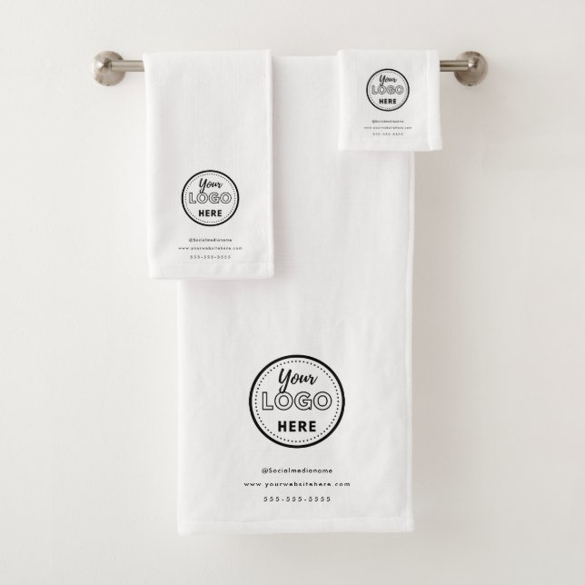 Professional Branding Minimalist White Promo Logo Bath Towel Set (Insitu)