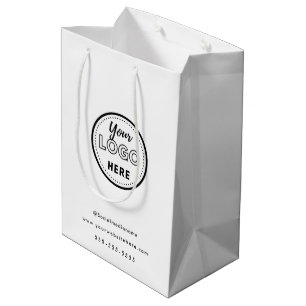 Professional Branding Minimalist White Promo Logo Medium Gift Bag