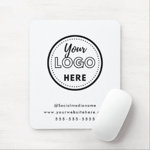 Professional Branding Minimalist White Promo Logo Mouse Mat
