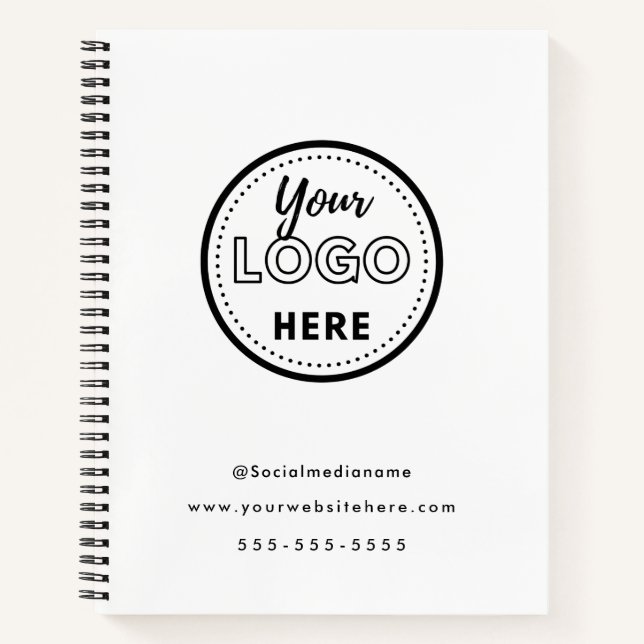 Professional Branding Minimalist White Promo Logo Notebook (Front)