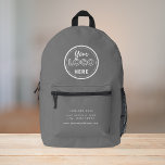 Professional Branding Modern Grey Promo Logo Printed Backpack<br><div class="desc">Professional Branding Modern Grey Promo Logo</div>