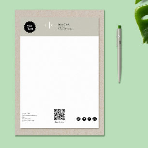 Professional Branding Modern Minimalist Gray Custom Letterhead