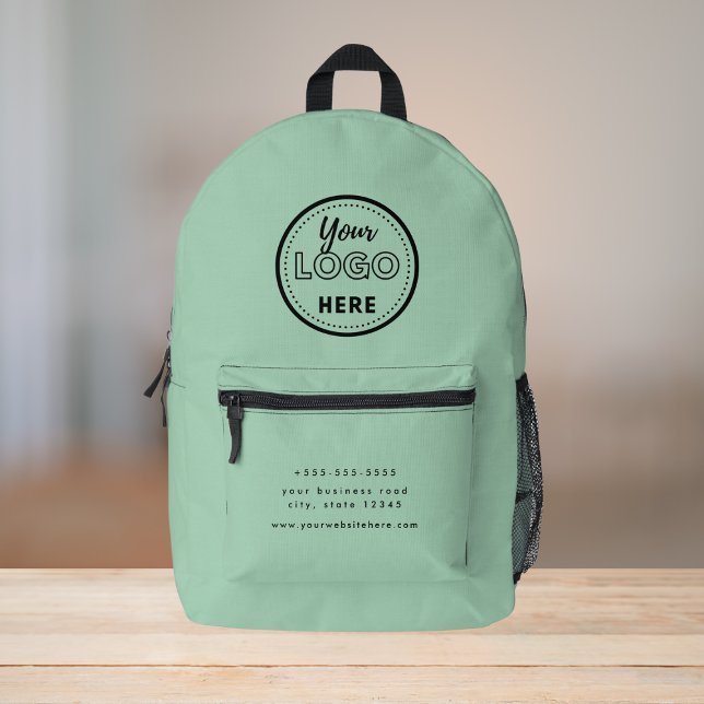 Professional Branding Modern Mint Green Promo Logo Printed Backpack (Creator Uploaded)