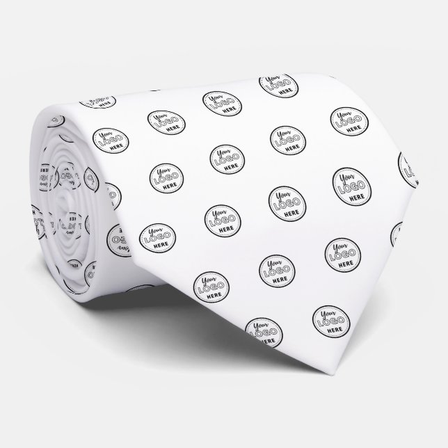 Professional Branding Modern White Logo Tie (Rolled)