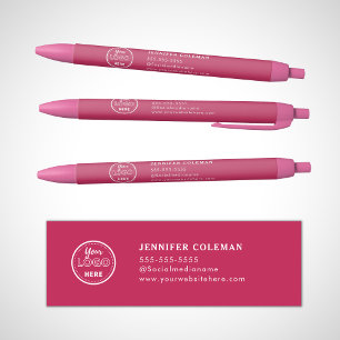 Professional Branding Promotional Hot Pink Logo Black Ink Pen