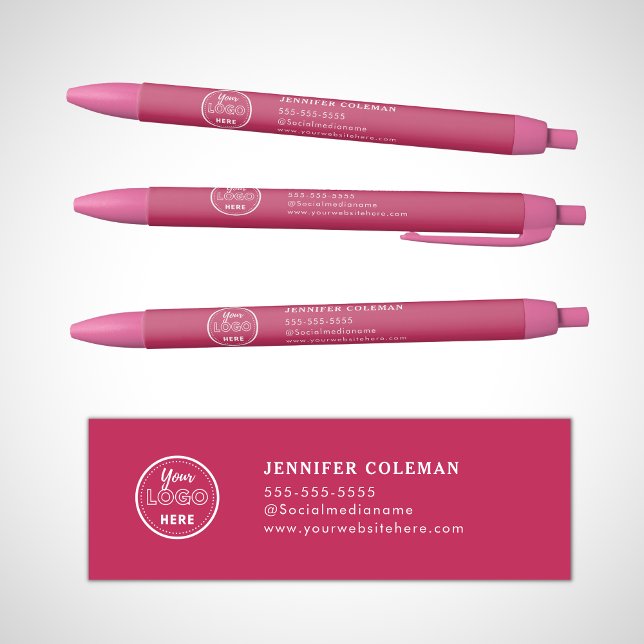 Professional Branding Promotional Hot Pink Logo Black Ink Pen (Creator Uploaded)
