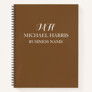 Professional Brown Monogram Initial Business Notebook