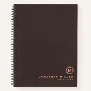 Professional Brown Monogram Initial Notebook