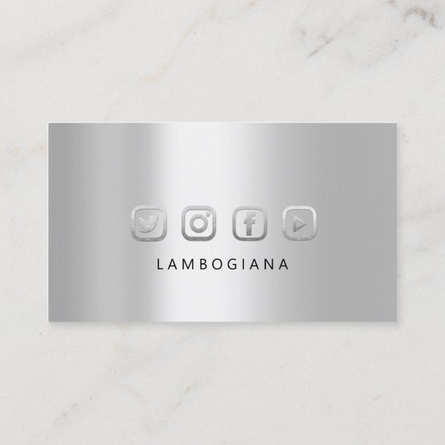 Professional Brows SilverGray Logo Social Media FB Business Card (Back)