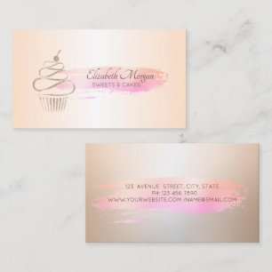 Professional  Brush Stroke Cupcake Bakery  Business Card