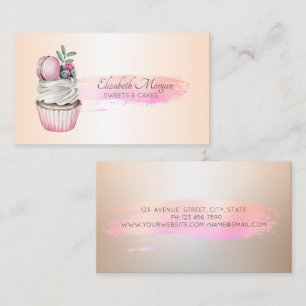 Professional  Brush Stroke Cupcake Macaron Bakery Business Card