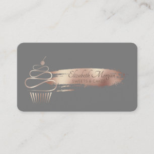 Professional Brush Stroke,Cupcake, Sweets Grey Business Card