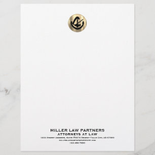 Professional Brushed Gold Logo Attorneys Law Firms Custom Letterhead