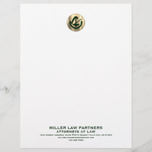 Professional Brushed Gold Logo Green Typography Custom Letterhead