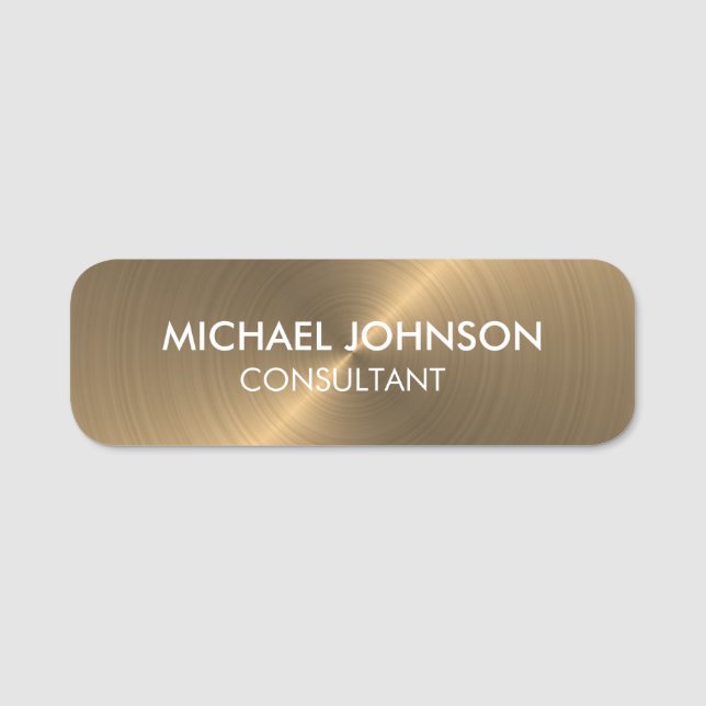 Professional Brushed Gold Office  Name Tag (Front)