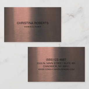 Professional Brushed Metallic Rose Gold Modern Business Card