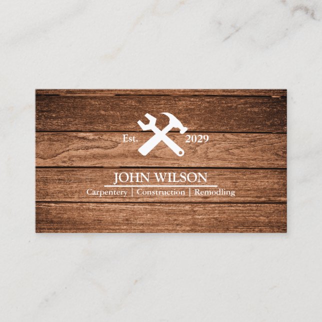 Professional Builder Carpenter Tools Woodworking B Business Card (Front)