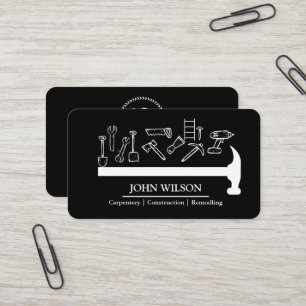 Professional Builder Carpenter Tools Woodworking Business Card