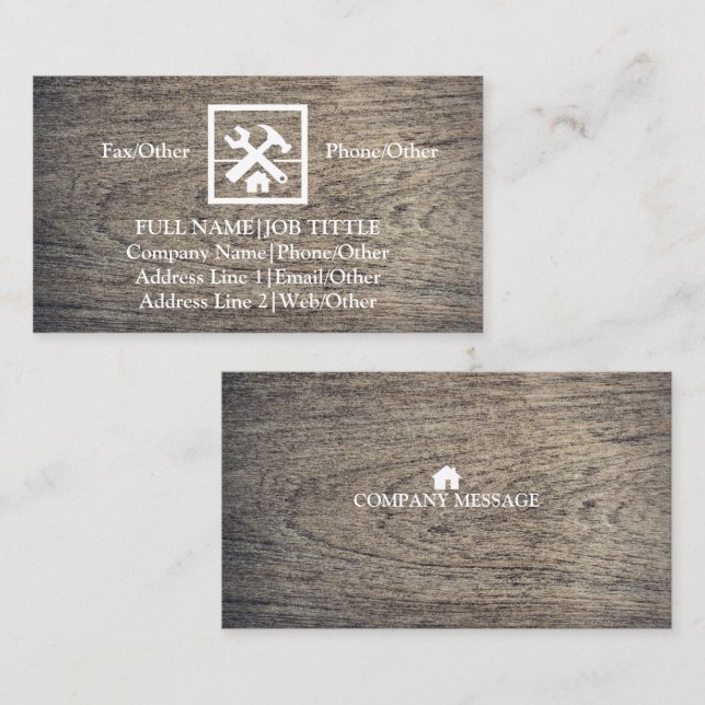 Professional Builder Carpenter Tools Woodworking Business Card (Front/Back)