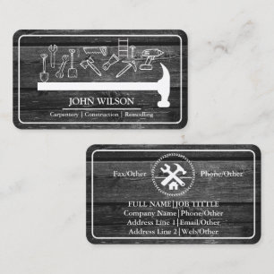 Professional Builder Carpenter Tools Woodworking Business Card