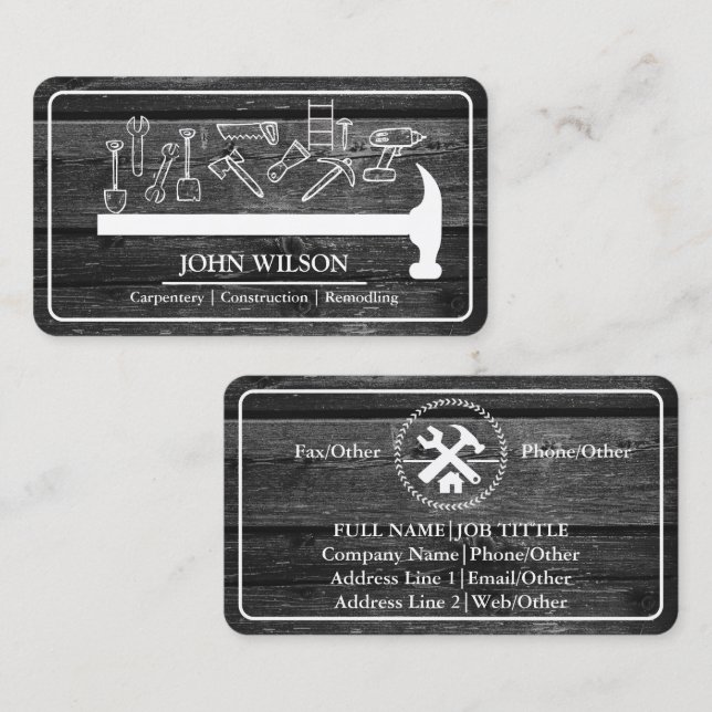 Professional Builder Carpenter Tools Woodworking Business Card (Front/Back)