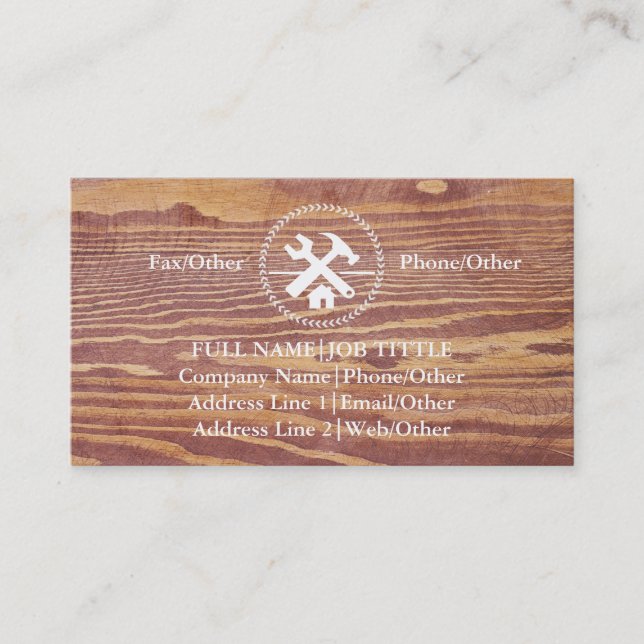 Professional Builder Carpenter Tools Woodworking Business Card (Front)