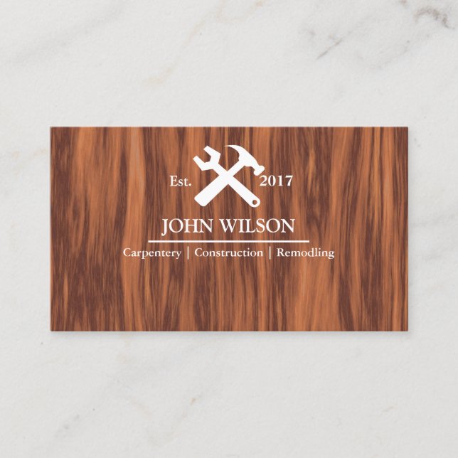 Professional Builder Carpenter Tools Woodworking Business Card (Front)