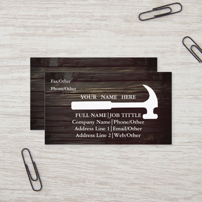 Professional Builder Carpenter Tools Woodworking Business Card (Front/Back In Situ)