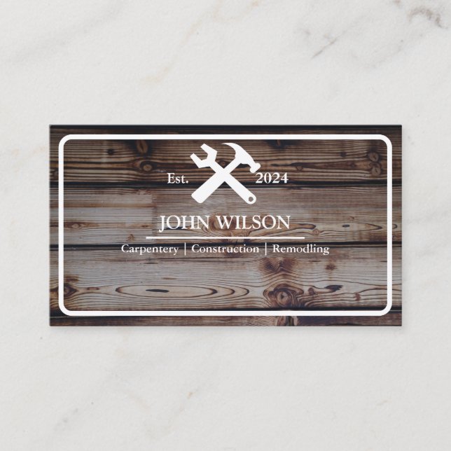 Professional Builder Carpenter Tools Woodworking Business Card (Front)