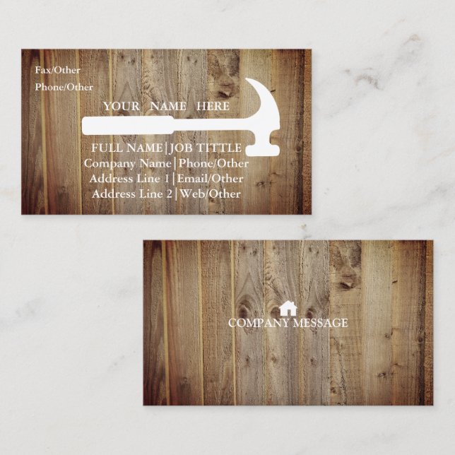 Professional Builder Carpenter Tools Woodworking Business Card (Front/Back)