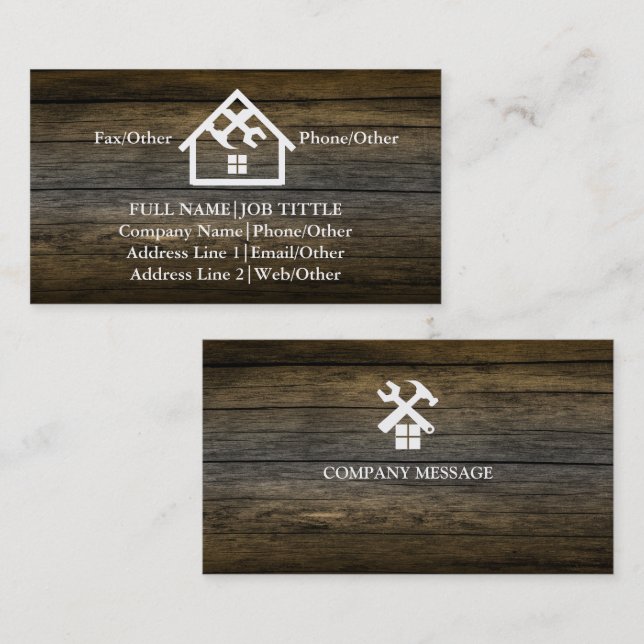 Professional Builder Carpenter Tools Woodworking Business Card (Front/Back)