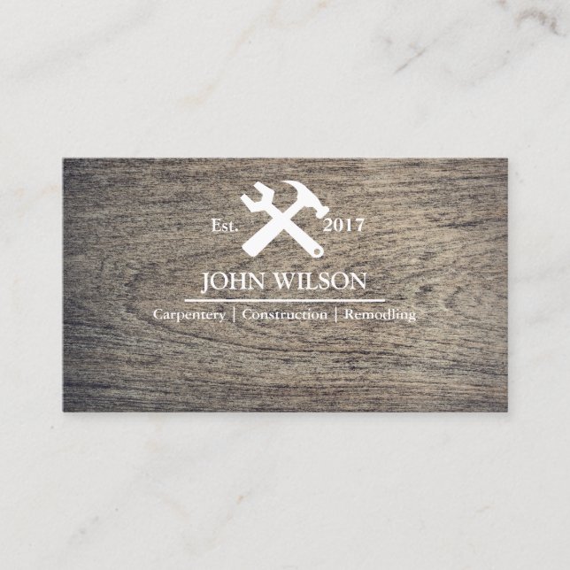 Professional Builder Carpenter Tools Woodworking Business Card (Front)