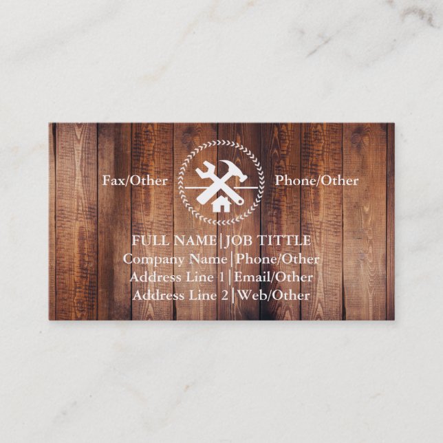 Professional Builder Carpenter Tools Woodworking Business Card (Front)