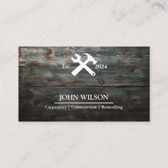 Professional Builder Carpenter Tools Woodworking Business Card (Front)