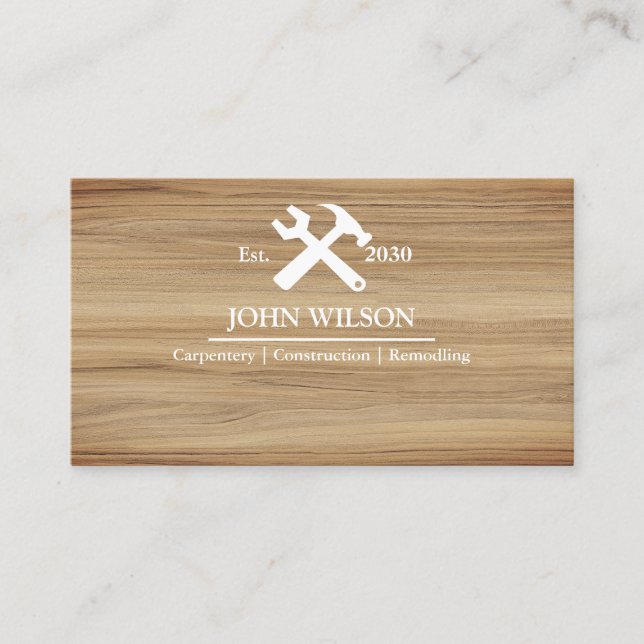 Professional Builder Carpenter Tools Woodworking Business Card (Front)
