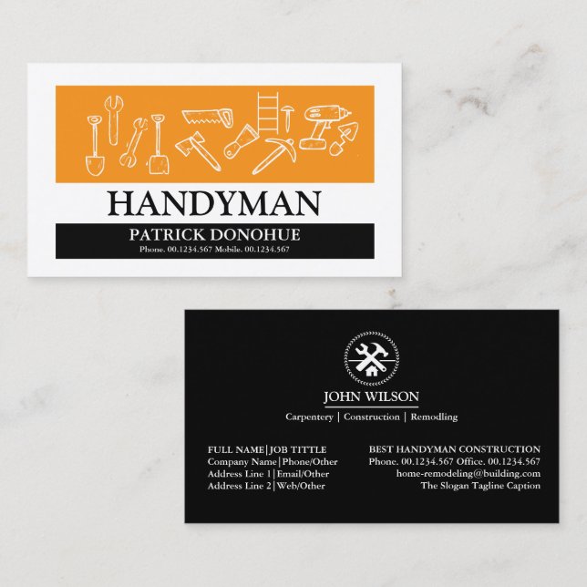 Professional Builder Carpenter Tools Woodworking Business Card (Front/Back)