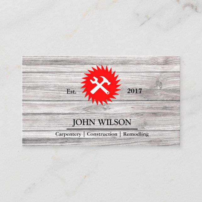 Professional Builder Carpenter Tools Woodworking Business Card (Front)