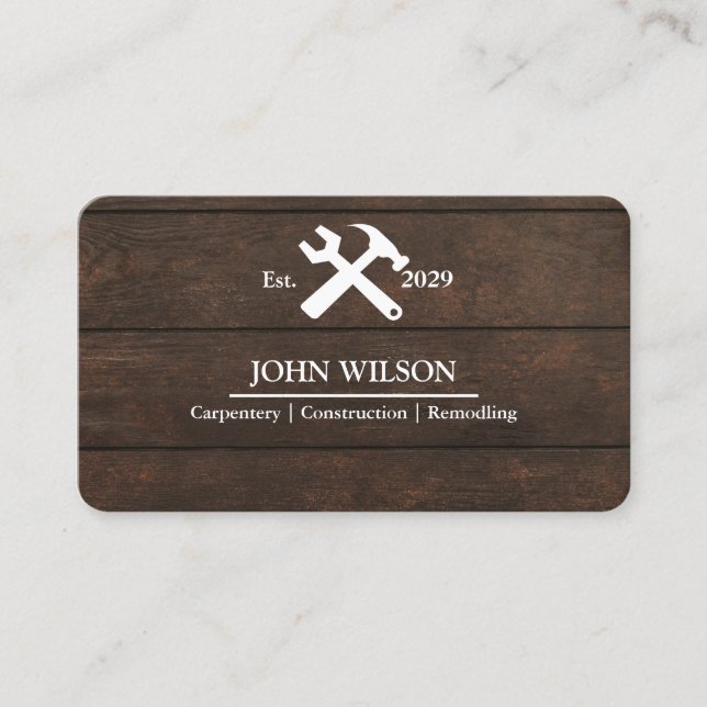 Professional Builder Carpenter Tools Woodworking Business Card (Front)