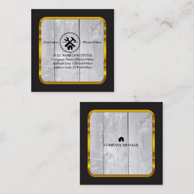 Professional Builder Carpenter Tools Woodworking Square Business Card (Front/Back)