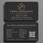 Professional Builder & Contractor Business QR Code Card<br><div class="desc">Promote your construction company with this luxury black and gold business card, designed for maximum impact. Featuring bold typography, clean layout, and a scannable QR code, this card makes it easy for clients to access your website, portfolio, or booking page instantly. The black-and-gold colour scheme conveys strength, sophistication, and reliability...</div>
