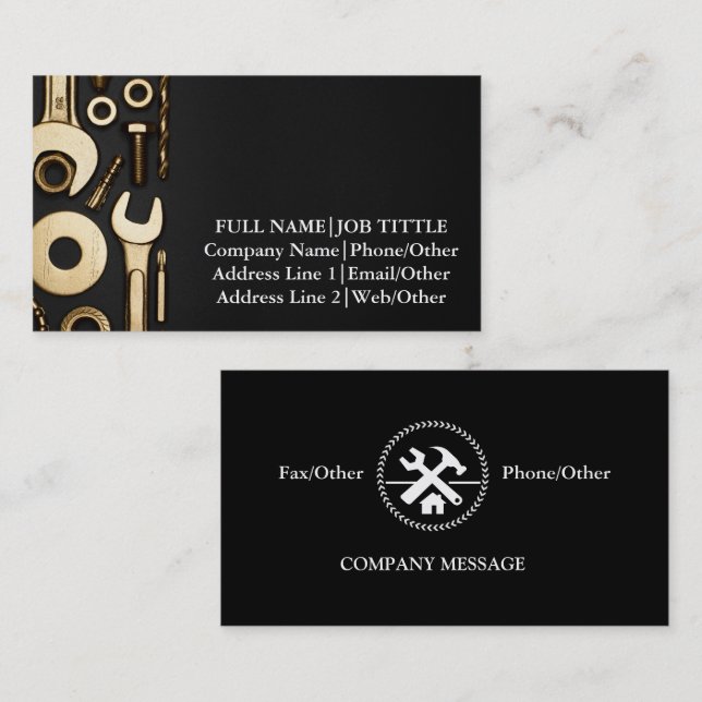 Professional Builder Enginearing Carpenter Tools  Business Card (Front/Back)