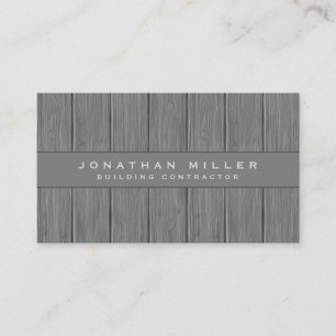 Professional Building Contractor Grey Wooden Plank Business Card
