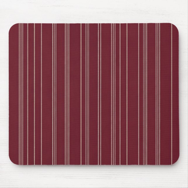 Professional Burgundy and Cream Pinstripe Pattern Mouse Mat (Front)