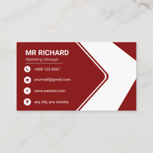 Professional Burgundy and White Modern Business Card