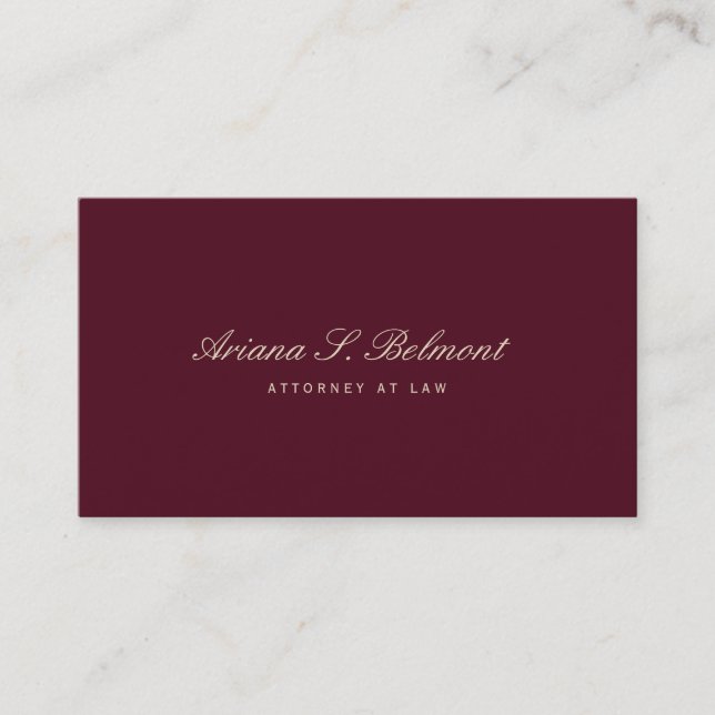 Professional Burgundy Elegant Attorney  Business Card (Front)