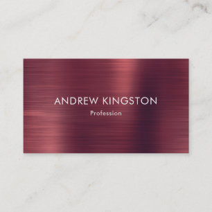 Professional Burgundy Faux Brushed Metallic Steel Business Card